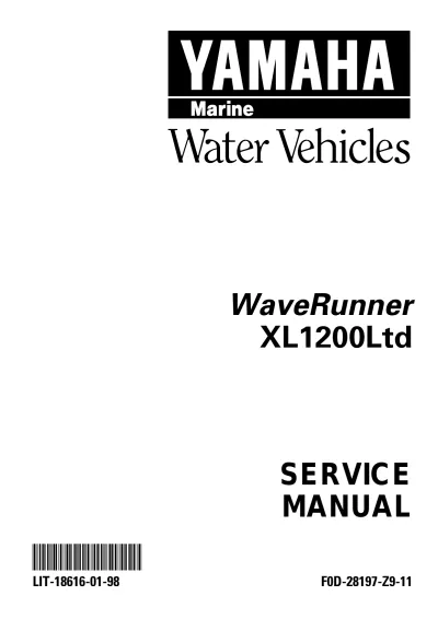 Preview: 1999 Yamaha WaveRunner XL1200Ltd Service Manual (P/N LIT-18616-01–98 / FOD-28197-29–11)