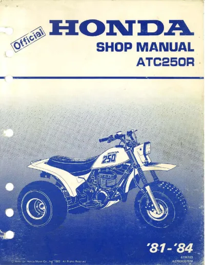 Preview: Honda ATC250R Three-Wheeler 1981–1984 Service Manual (P/N 6196103; A27008307DM)