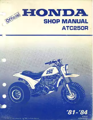 Honda ATC 250R Service Manual - 1983/1984 Update