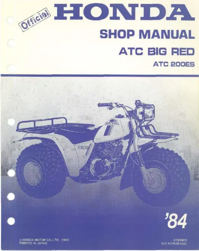 Preview: Honda ATC Big Red / ATC200ES 1984 OEM Service Manual (P/N 6196900)