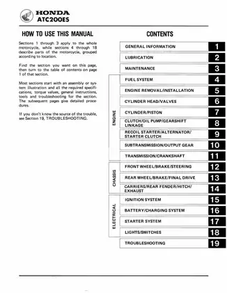 Honda ATC200ES Service Manual - Comprehensive Guide for Maintenance and Repair Preview image 3