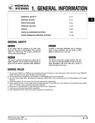 Honda ATC200ES Service Manual - Comprehensive Guide for Maintenance and Repair Preview image 5