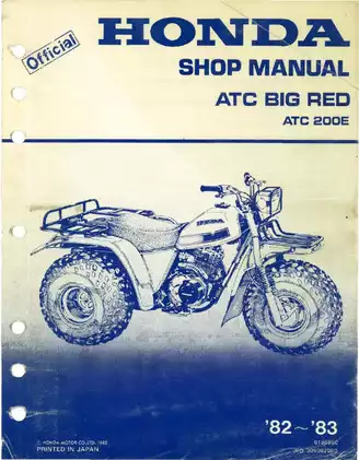 Honda ATC 200E Big Red shop manual for 1982-1983  models