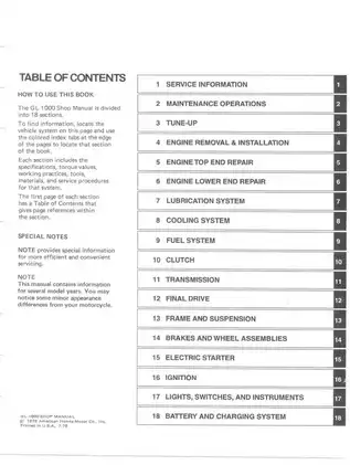 Honda GL-1000 Shop Manual - Complete Service Guide (1976-1978) Preview image 2