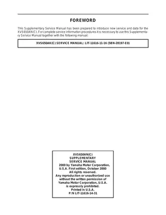 1997-2008 Yamaha V-Star XVS650 service manual Preview image 2