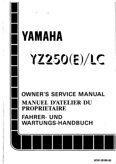 Preview: 1992–2006 Yamaha YZ250(E)/LC Service & Repair Manual (P/N 4EW-28199-80, 4JX-28199-80)