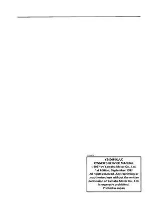 1997-2001 Yamaha YZ400F, YZ426F owner´s service manual Preview image 3