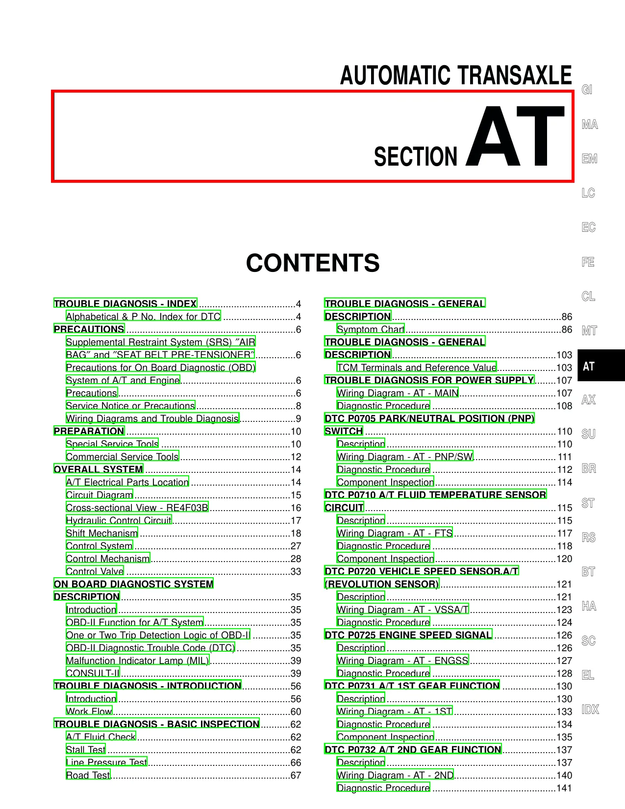 2001 Nissan Sentra repair manual