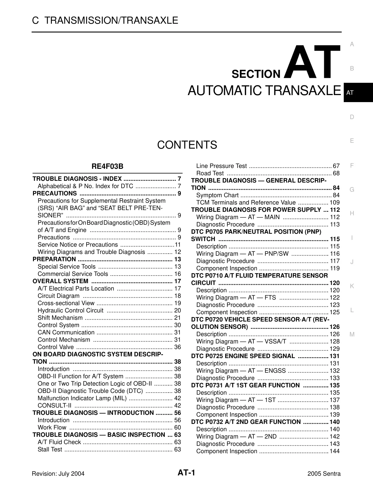 2005 Nissan Sentra service manual