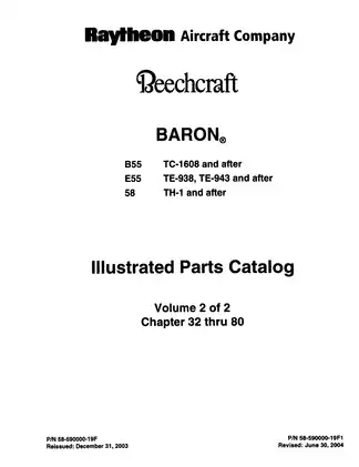Raytheon Aircraft Company Baron B55, E55 & 58 Illustrated Parts Catalog Preview image 2