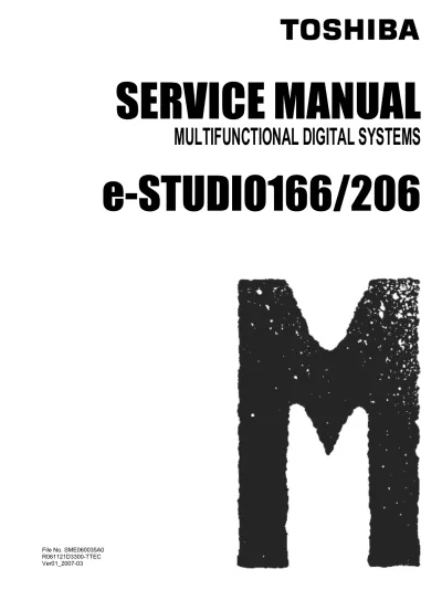 2007 Toshiba e-Studio 166 / 206 Service Manual (P/N SME060035A0)