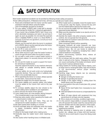 Kubota™ LA514, LA724, LA854 operators manual Preview image 4