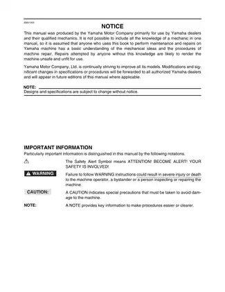 1992-2001 Yamaha YFM 350X Warrior ATV service manual Preview image 3