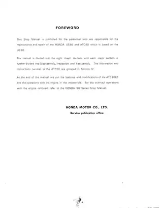 Honda ATC90/110 Shop Manual - Comprehensive Repair & Maintenance Guide Preview image 3