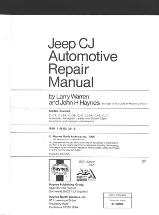 Comprehensive Jeep CJ Automotive Repair Manual (1949-1986) Preview image 2