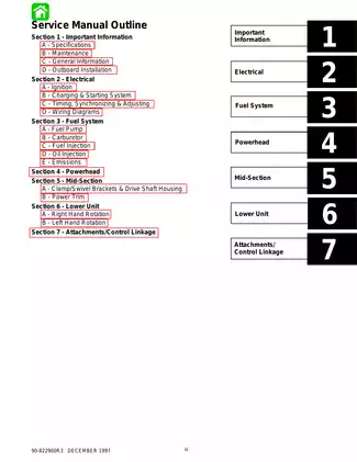 Mercury Marine 225 EFI & 250 EFI Outboard Service Manual (1997 Edition) Preview image 4