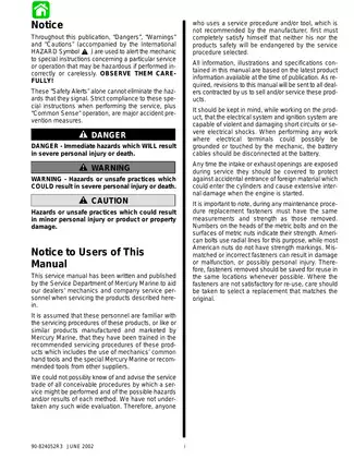 Mercury Outboard Motors Service Manual (1992-2000) Preview image 2