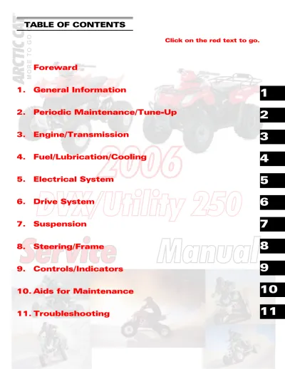 2006 Arctic Cat DVX / Utility 250 Service & Repair Manual