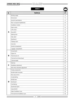 Malaguti Spider Max 500, GT 500 scooter service manual Preview image 5