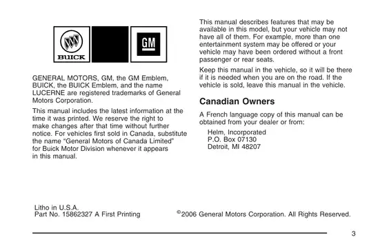 2006-2009 Buick Lucerne owner manual Preview image 3