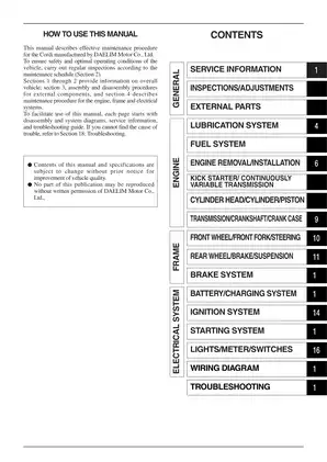 Daelim Cordi 50 scooter service manual Preview image 2