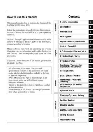 Daelim Daystar VL125 L, VL125 scooter service manual Preview image 2