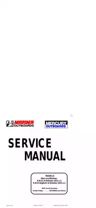 Mercury Mariner 9.9 hp, 15 hp, Bigfoot outboard motor service manual Preview image 1