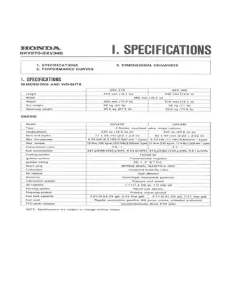 Honda Honda GXV270, GXV340, GXV390, 270 cc small engine service manual manual preview page 3 - thumbnail