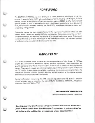 1985-1986 Suzuki GV1200GL, GV1200 Madura service manual Preview image 3