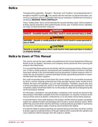 Mercury Marine 150/175/200 EFI Outboard Service Manual (2001) Preview image 2
