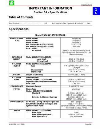 Mercury Marine 150/175/200 EFI Outboard Service Manual (2001) Preview image 5