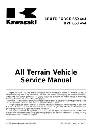 2005-2009 Kawasaki Brute Force 650 KVF 650 4x4 ATV repair service manual Preview image 5