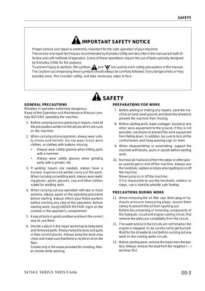 Komatsu SK714-5, SK815-5, SK815-5 turbo Skid Steer Loader shop manual Preview image 5