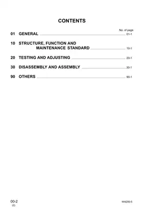 Komatsu WA200-5, WA200PT-5 wheel loader shop manual Preview image 2