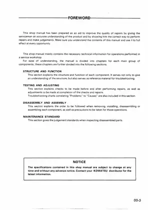 Komatsu WA70-1 Wheel Loader shop manual Preview image 5