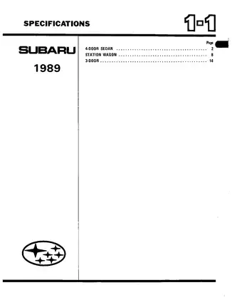 1989 Subaru Service Manual and Specifications Preview image 3