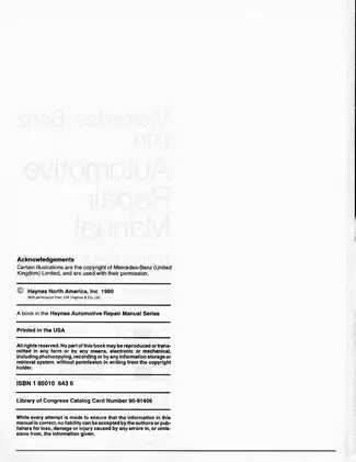 Comprehensive Mercedes-Benz 190 Automotive Repair Manual (1984-1988) Preview image 3