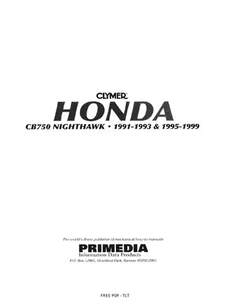 Honda CB750 Nighthawk Service and Repair Manual (1991-1999) - Comprehensive Guide Preview image 3