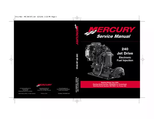 2002-2006 Mercury Marine 240 hp EFI Jet Drive service manual Preview image 1