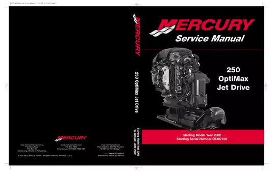 Mercury Marine 250 OptiMax Jet Drive repair manual Preview image 1