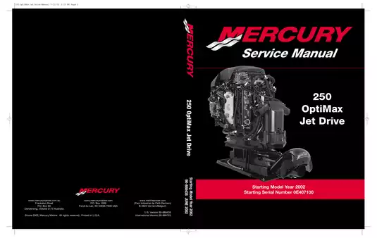 Mercury Marine 250 OptiMax Jet Drive Service Manual (2002)
