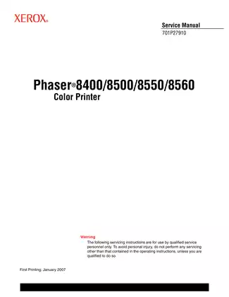 Xerox Phaser 8400/8500/8550/8560 Service Manual - Comprehensive Guide for Printer Maintenance and Troubleshooting Preview image 3