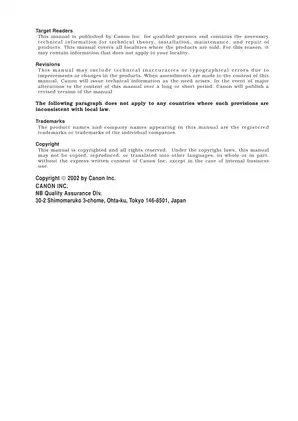 Canon W7200/W7250 Service Manual - Comprehensive Guide for Maintenance and Repair Preview image 4