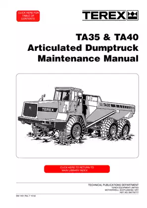 Terex TA35, TA40 Articulated Dumptruck maintenance manual Preview image 1
