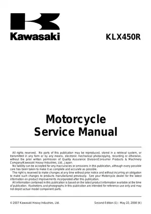 2009 Kawasaki KLX 450R motorcycle service manual Preview image 5