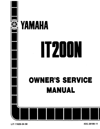 Preview: 1984–1985 Yamaha IT200N Owner's Service & Repair Manual (P/N LIT-11626-04–58)