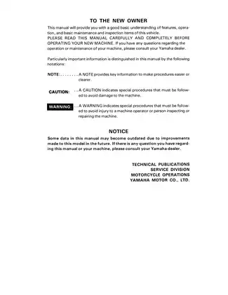 1984-1985 Yamaha IT 200, IT 200N, IT 200L owner´s service manual manual page 3 preview Yamaha 1984-1985 Yamaha IT 200, IT 200N, IT 200L owner´s service manual manual preview page 3 - thumbnail