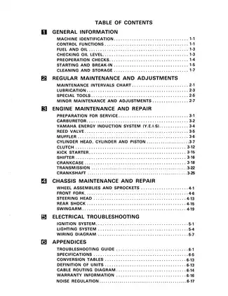 1984-1985 Yamaha IT 200, IT 200N, IT 200L owner´s service manual manual page 5 preview Yamaha 1984-1985 Yamaha IT 200, IT 200N, IT 200L owner´s service manual manual preview page 5 - thumbnail