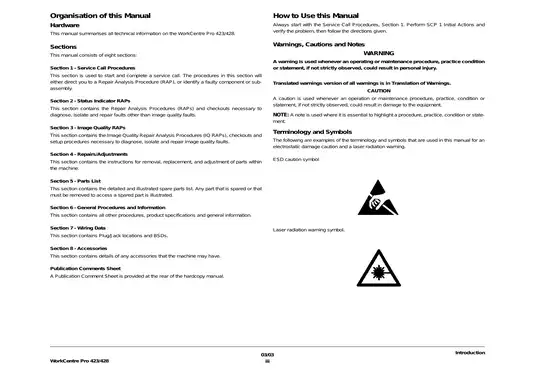 WorkCentre Pro 423/428 Service Manual - Comprehensive Guide for Technicians Preview image 3