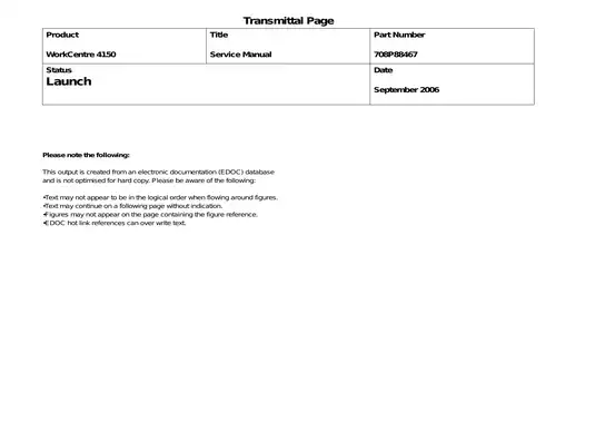 Xerox WorkCentre 4150 Family Service Manual - Comprehensive Guide for Maintenance and Repair